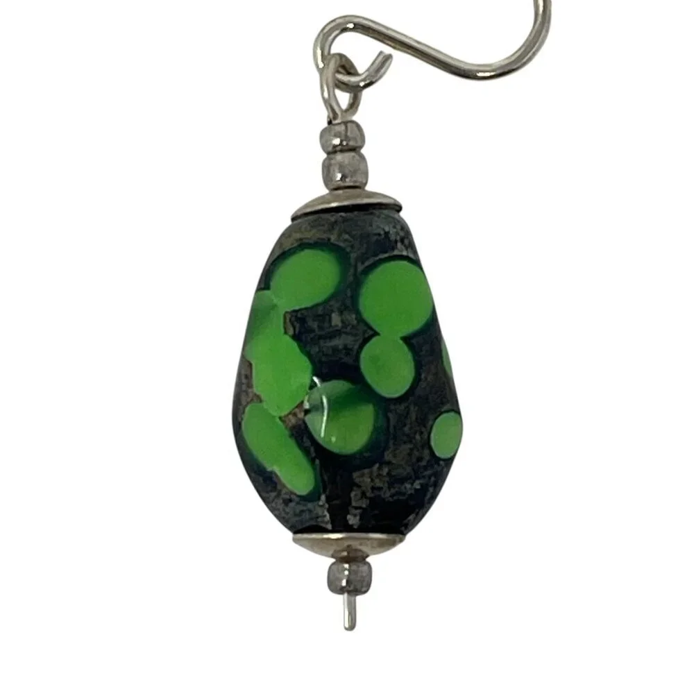 Sterling Silver Vintage Japanese Lampwork Glass Earrings | Artisan Studio